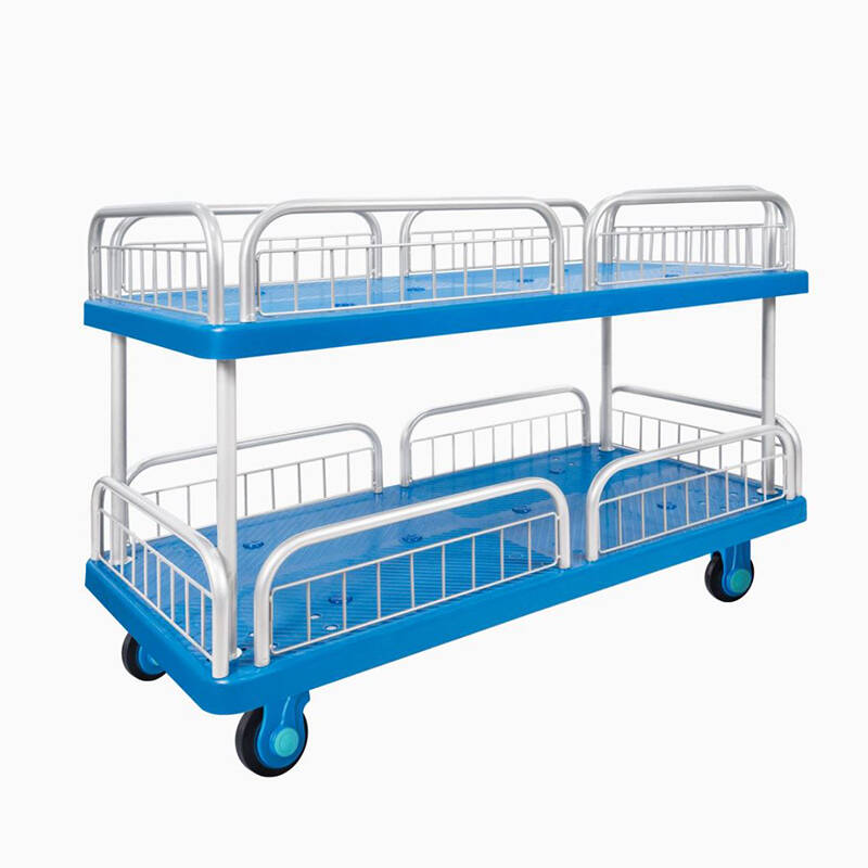 Triple-Layer Plastic Hand Trolley With Guardrail