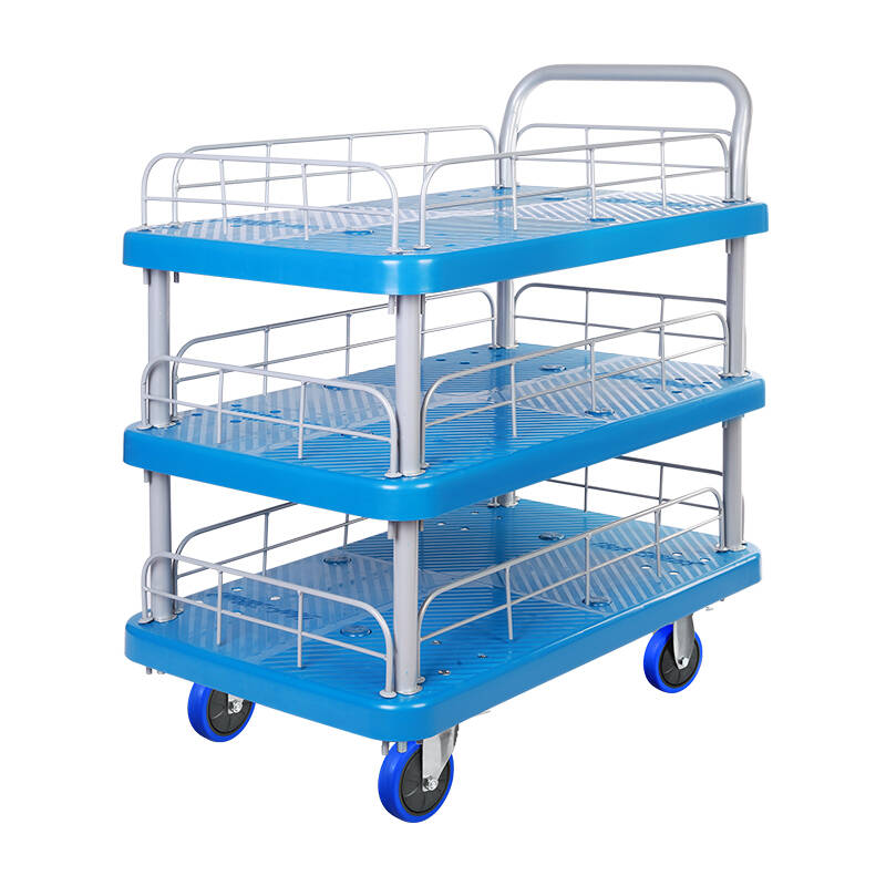 Triple-Layer Plastic Hand Trolley With Guardrail