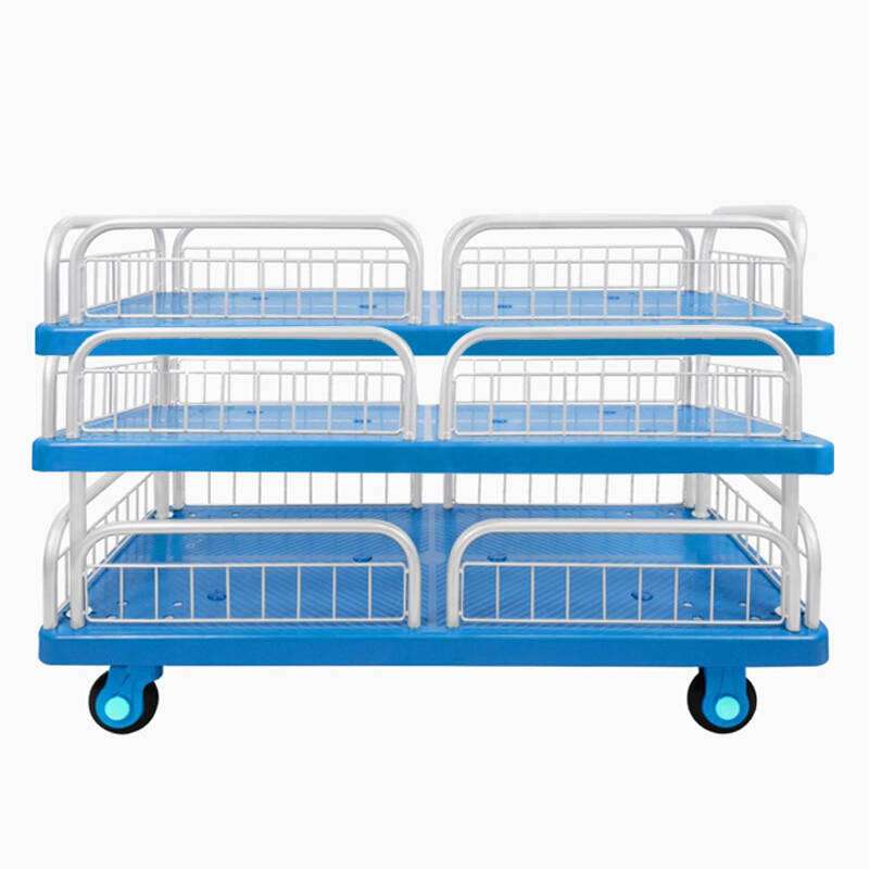 Triple-Layer Plastic Hand Trolley With Guardrail