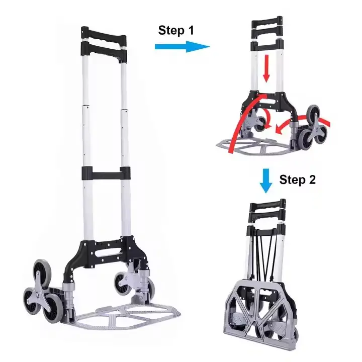  Uni-Silent Portable Aluminum Folding Climbing Hand Truck 6 Wheel Climbing Stairs Rolling Foldable Hand Trolley Cart FHT80-6S