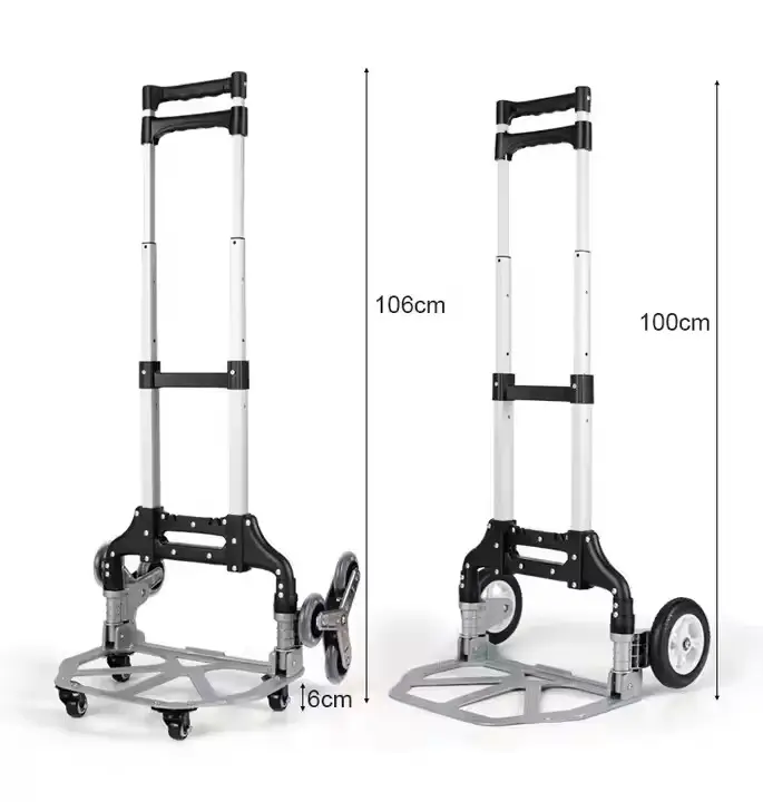  Uni-Silent Portable Aluminum Folding Climbing Hand Truck 6 Wheel Climbing Stairs Rolling Foldable Hand Trolley Cart FHT80-6S