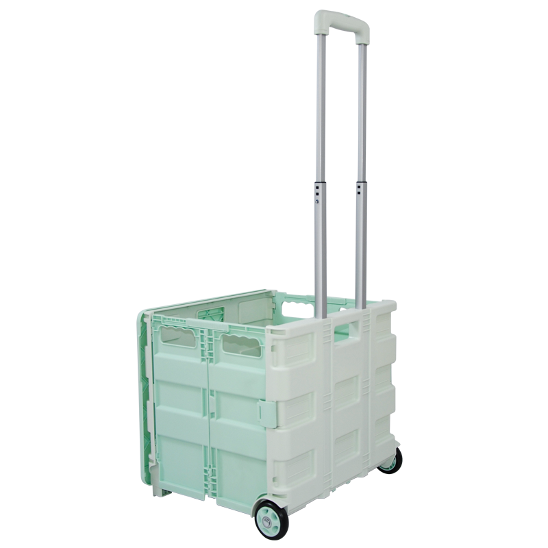 Plastic Portable Shopping Cart Foldable Shopping Trolley for Supermarket and Grocery FST35A