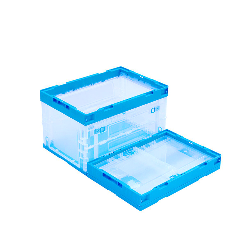 Large Capacity Transparent Plastic Crate Stackable Container Foldable Storage Box TX5336326WBK